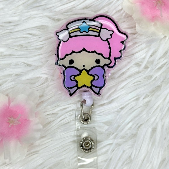 Sanrio Little Twin Stars Badge Reel - Picture 1 of 3